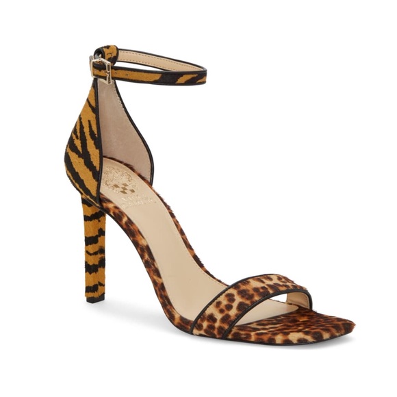 Vince Camuto Fur Heels Animal Leopard Print Camel - Picture 8 of 15